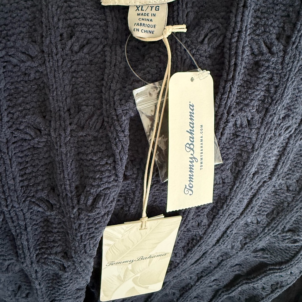 NWT Tommy Bahama Navy Cable Knit Sweater size XL - Picture 7 of 8